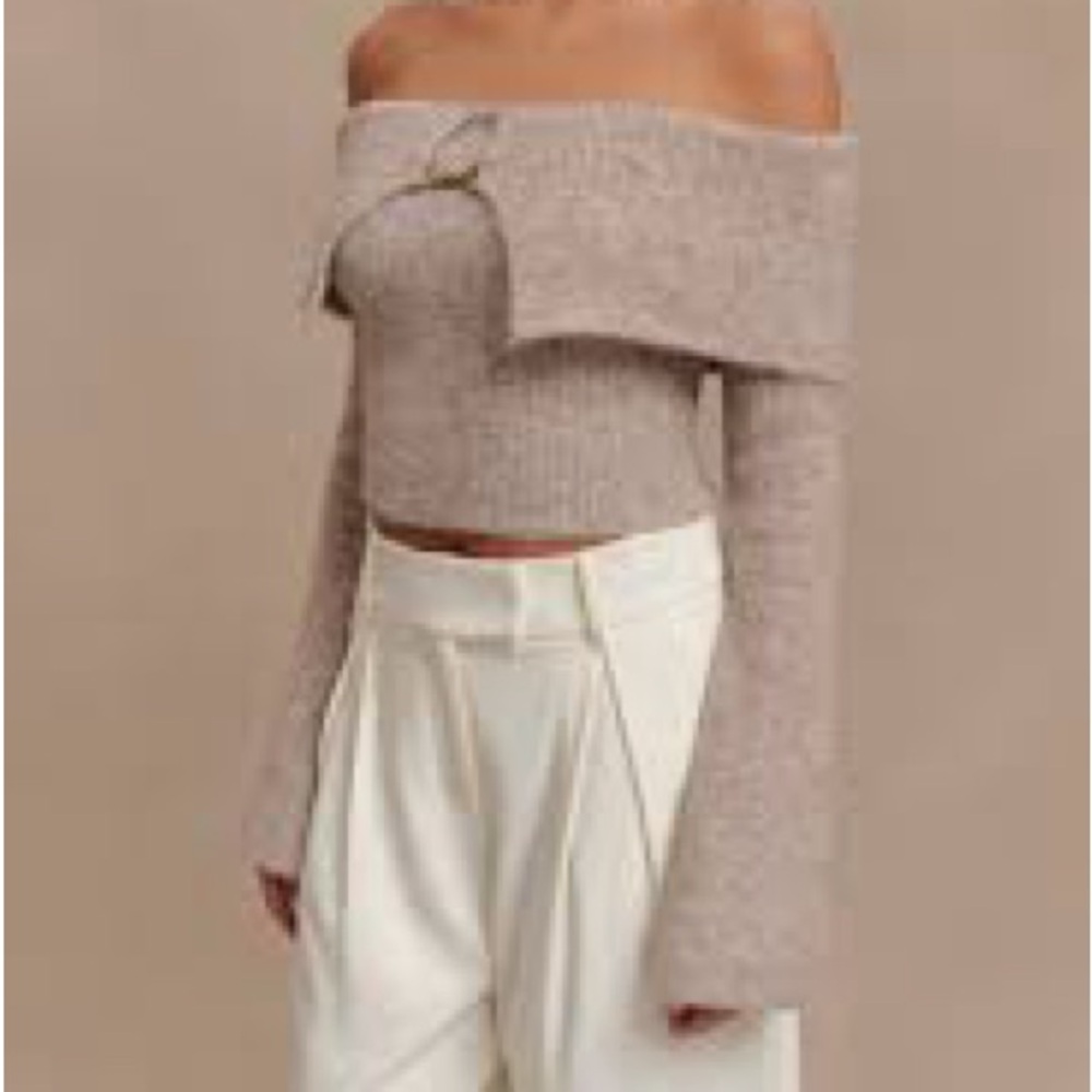 NWT Meshki off shoulder beige sweater